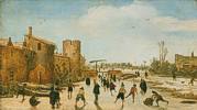 Esaias van de Velde (1591 - 1630) Eisbelustigung auf dem Stadtgraben 1618