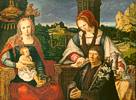 Lucas van Leyden (1494 - 1533) Maria mit dem Kinde, der hl. Maria Magdalena und einem Stifter 1522 height=